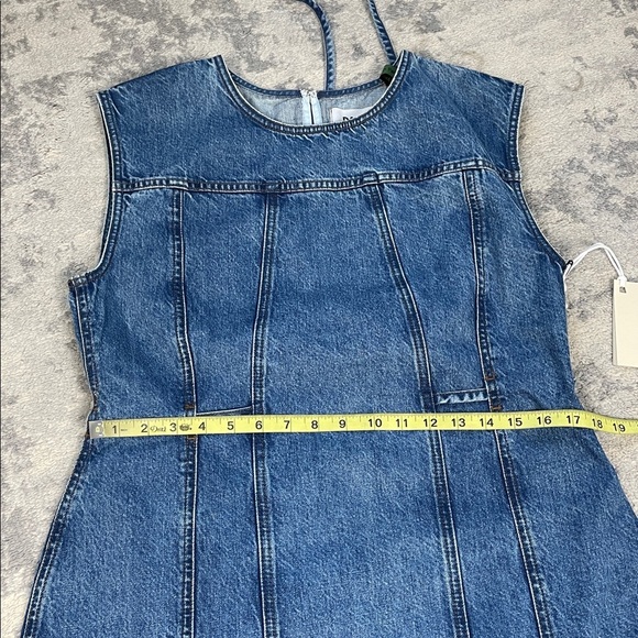 NWT DALA 31 Open Back Column Dress Cornflower Blue Denim Midi Sz 31 - Picture 9 of 10